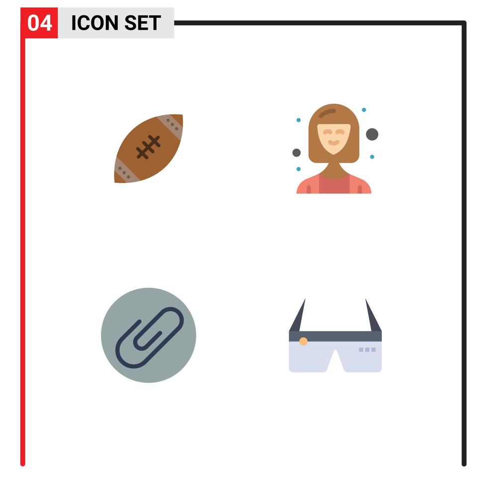 Flat Icon Pack of 4 Universal Symbols of american manager nfl consultant attachment Editable Vector Design Elements