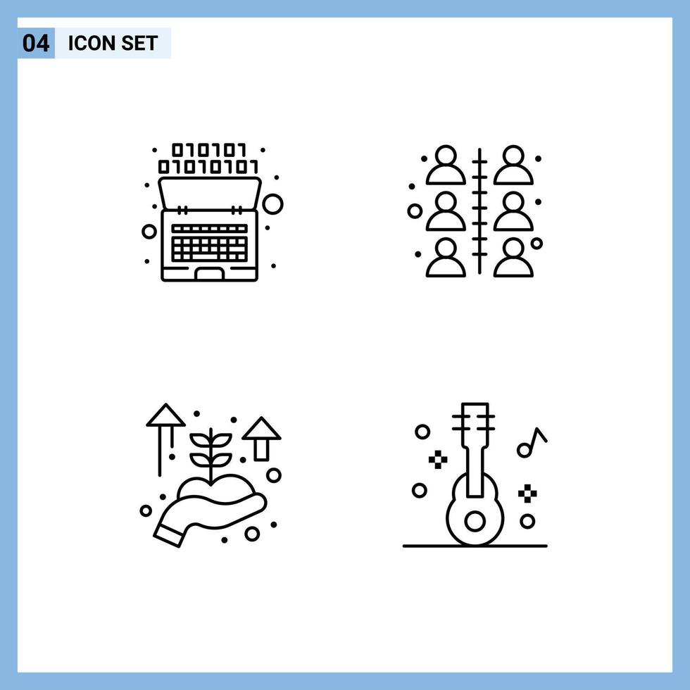 Pack of 4 creative Filledline Flat Colors of artificial growth intelligence team audio Editable Vector Design Elements