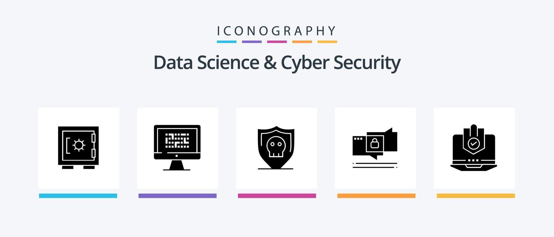 Data Science And Cyber Security Glyph 5 Icon Pack Including secure. chating. information. chat. secure. Creative Icons Design vector