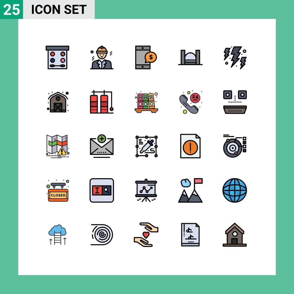 25 Creative Icons Modern Signs and Symbols of bolt industrial mobile harbor bridge Editable Vector Design Elements