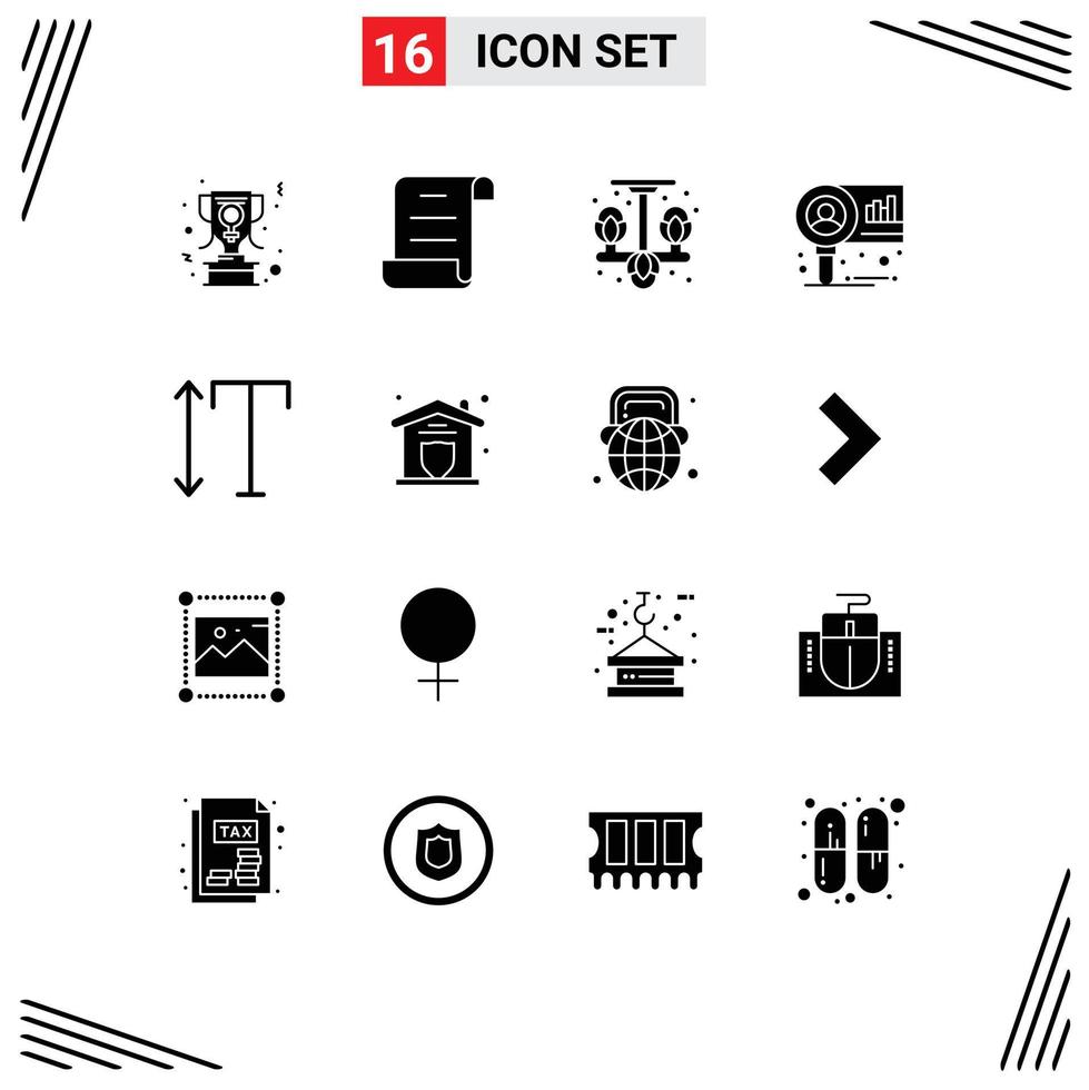 16 Solid Glyph concept for Websites Mobile and Apps vertical font living research diagram Editable Vector Design Elements