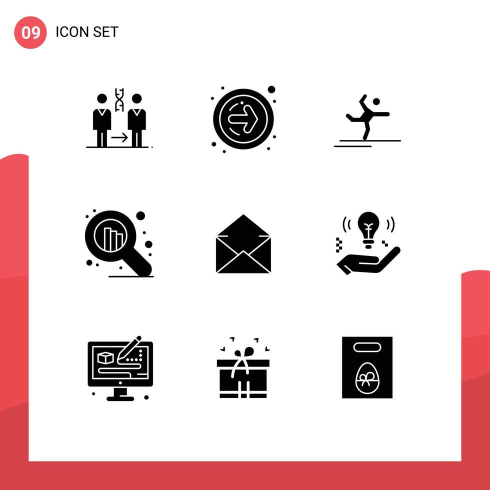 9 Universal Solid Glyphs Set for Web and Mobile Applications message email athlete web seo Editable Vector Design Elements