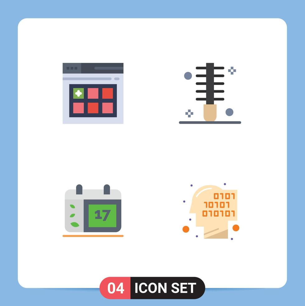 4 Thematic Vector Flat Icons and Editable Symbols of web day beauty hair ireland Editable Vector Design Elements