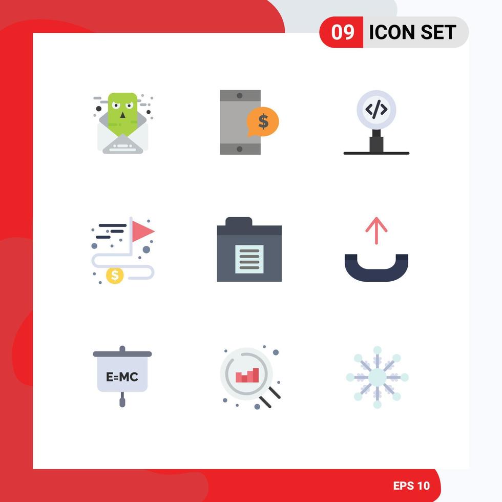 9 Creative Icons Modern Signs and Symbols of document complete code achieving search Editable Vector Design Elements