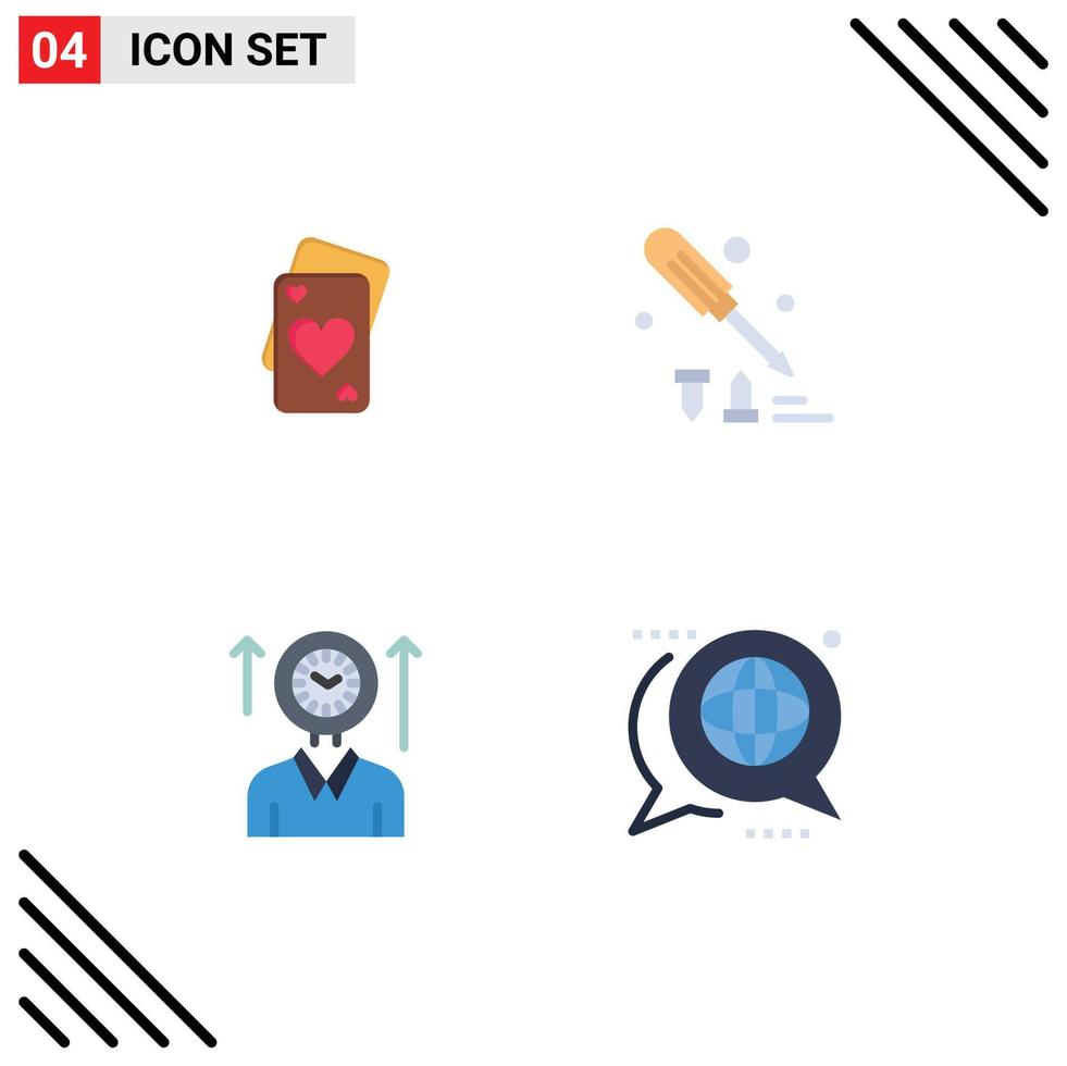 Editable Vector Line Pack of 4 Simple Flat Icons of card management wedding equipment up Editable Vector Design Elements