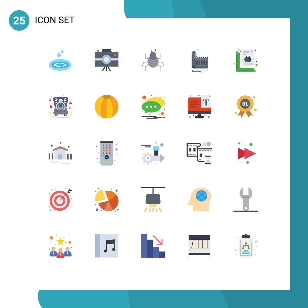 Group of 25 Modern Flat Colors Set for measure factory bug energy consumption Editable Vector Design Elements