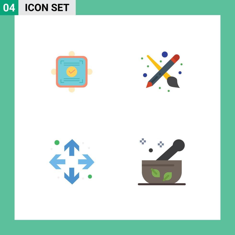 Set of 4 Vector Flat Icons on Grid for ok full screen agreement tool hospital Editable Vector Design Elements