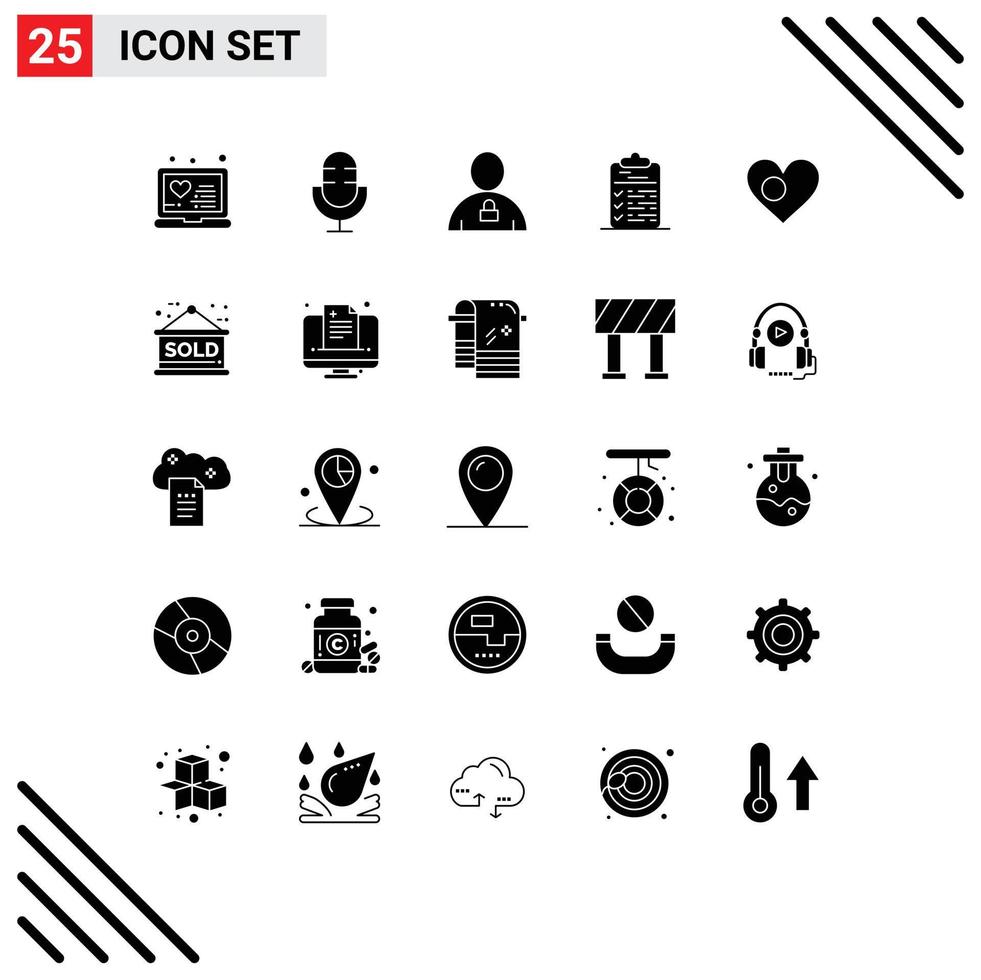 25 Creative Icons Modern Signs and Symbols of document clipboard record checklist locked Editable Vector Design Elements