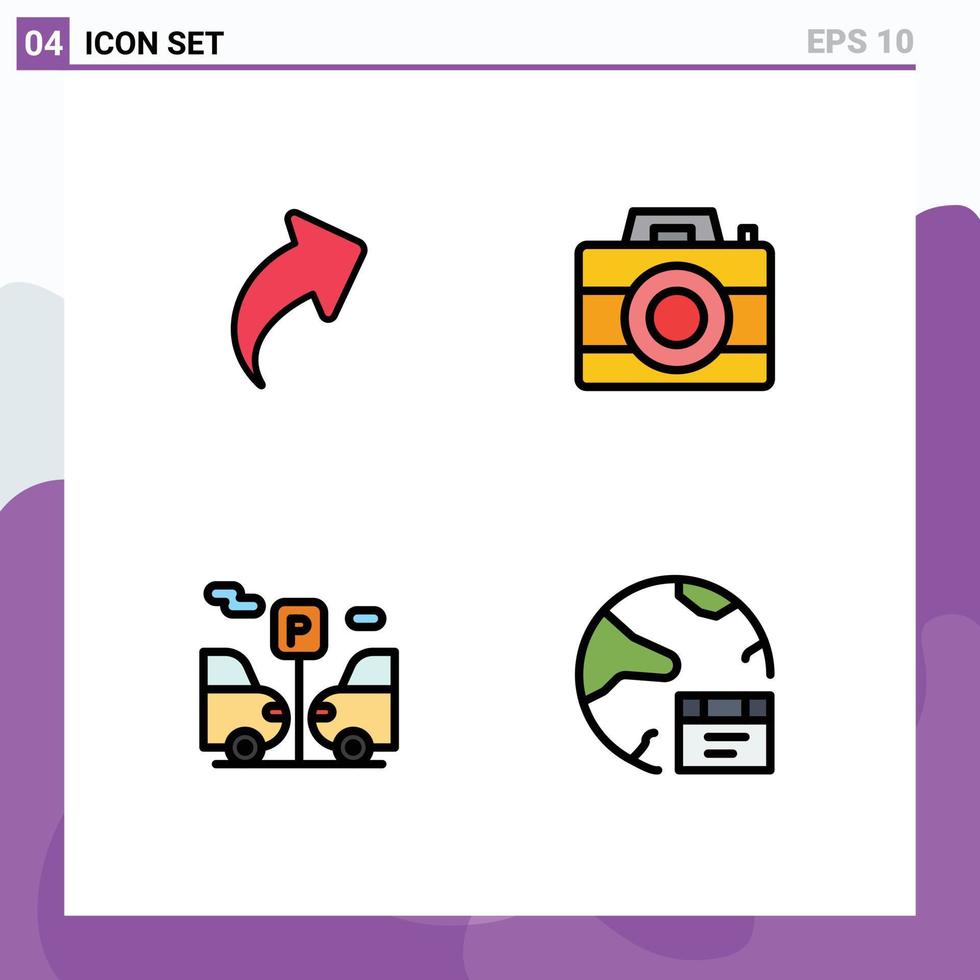 Stock Vector Icon Pack of 4 Line Signs and Symbols for arrow transport right digital app Editable Vector Design Elements