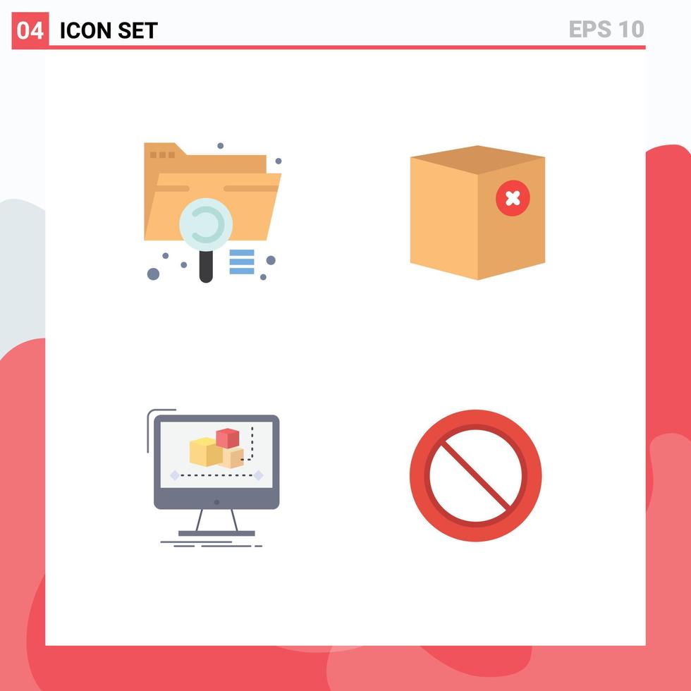 Set of 4 Commercial Flat Icons pack for analysis shipping extension commerce computer Editable Vector Design Elements
