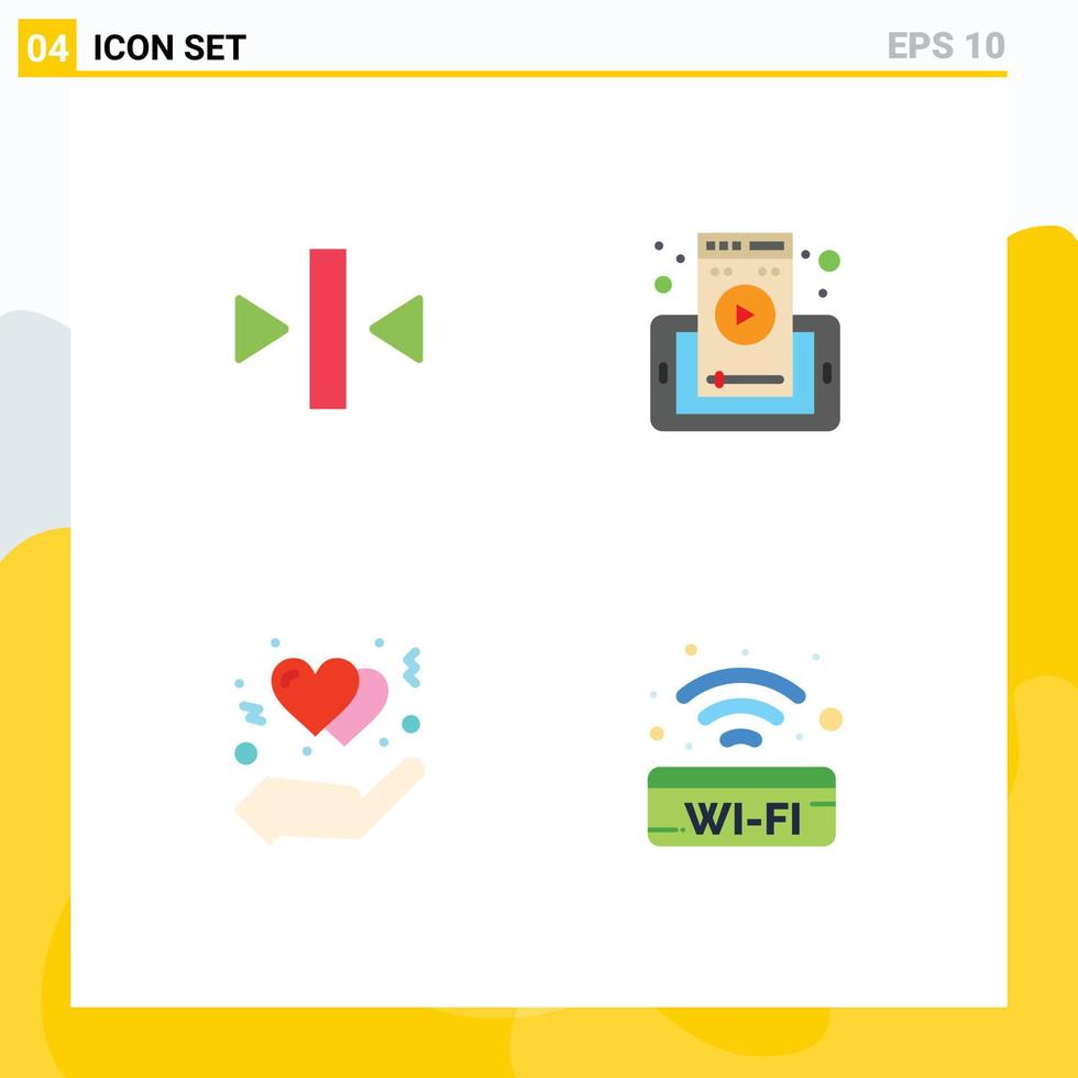 universal icono símbolos grupo de 4 4 moderno plano íconos de jugar gesto medios de comunicación teléfono corazón editable vector diseño elementos