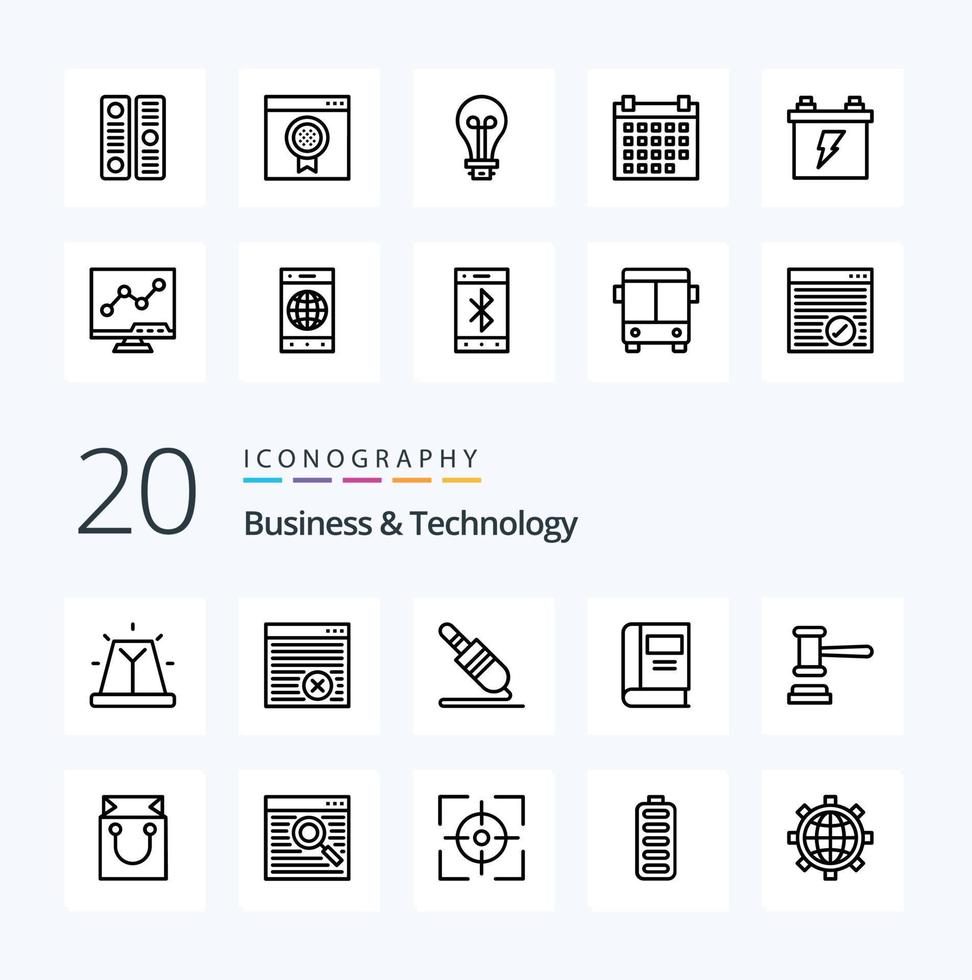 20 Business  Technology Line icon Pack like date light award innovation bulb vector