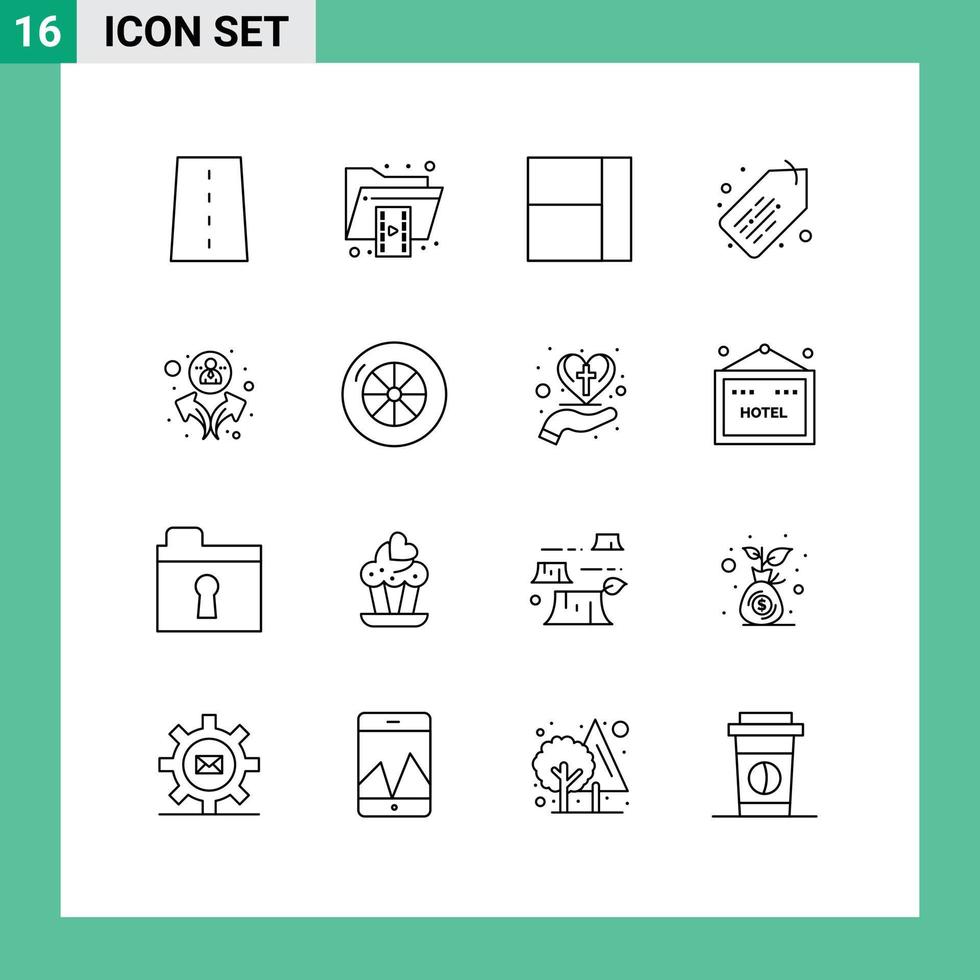 16 Creative Icons Modern Signs and Symbols of users group format sale tag Editable Vector Design Elements