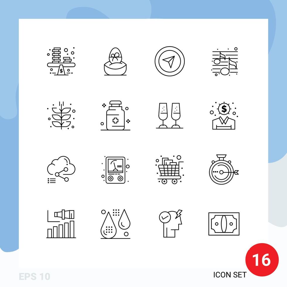 16 Outline concept for Websites Mobile and Apps agriculture party egg song pointer Editable Vector Design Elements