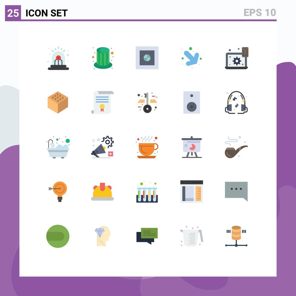Modern Set of 25 Flat Colors and symbols such as setting laptop finance configure down Editable Vector Design Elements
