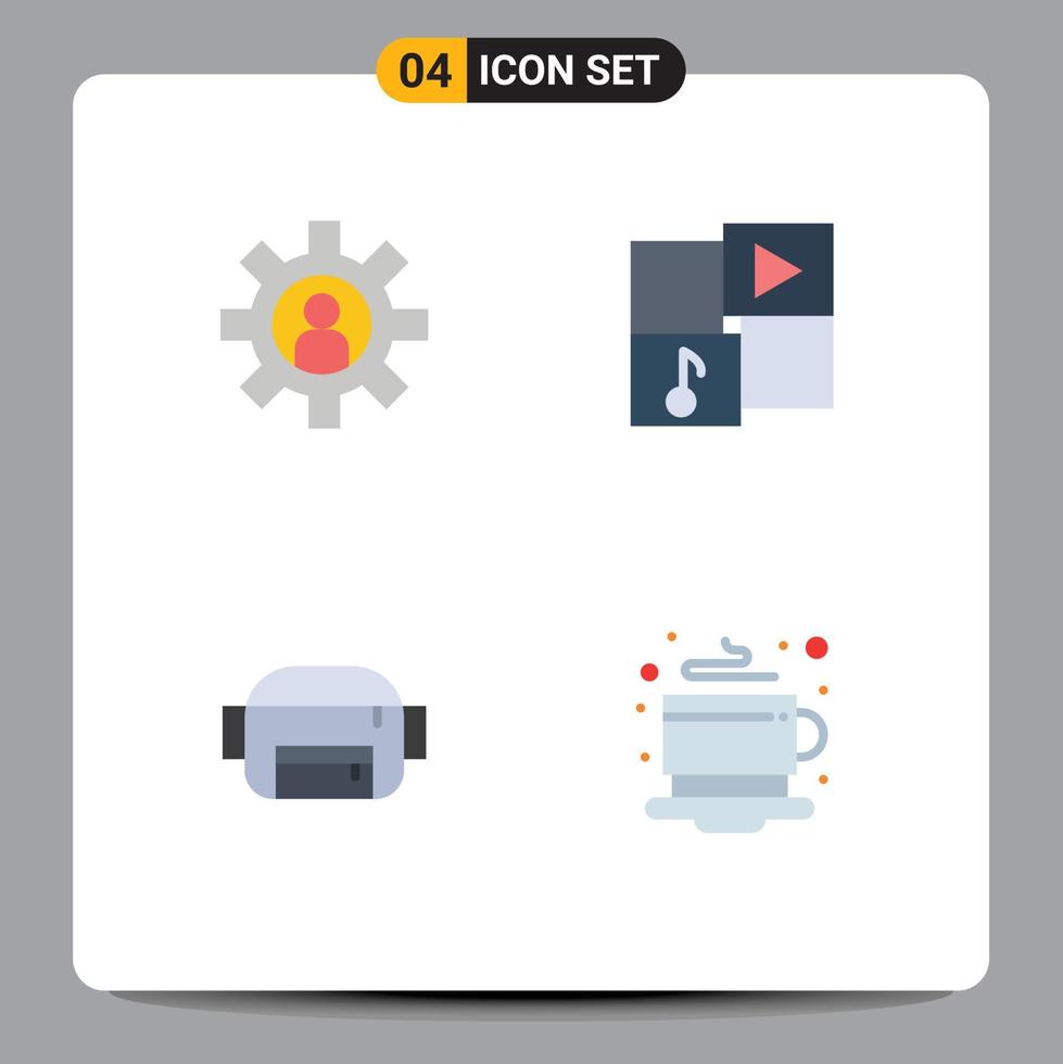 4 Universal Flat Icons Set for Web and Mobile Applications customer support belt support player coffee Editable Vector Design Elements