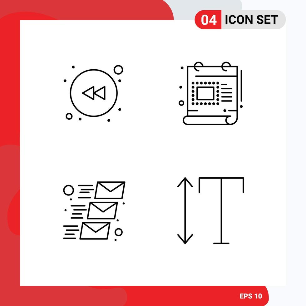 Pictogram Set of 4 Simple Filledline Flat Colors of arrow mailing creative scale font Editable Vector Design Elements