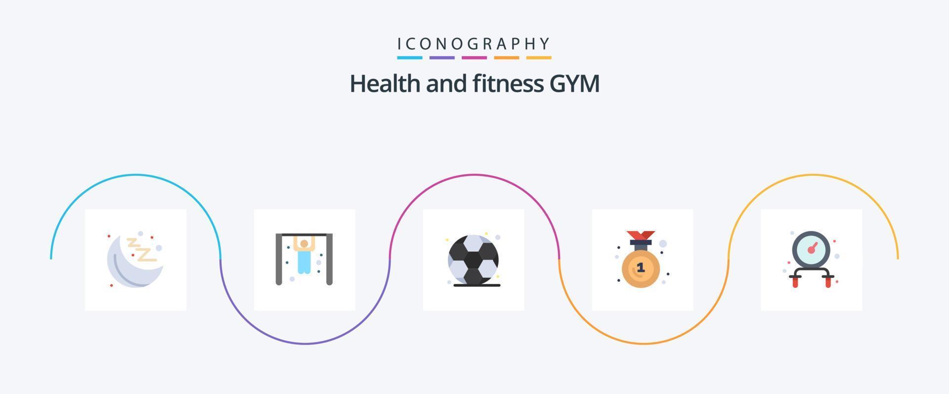 Gym Flat 5 Icon Pack Including . fitness. gym. exercise. emblem vector