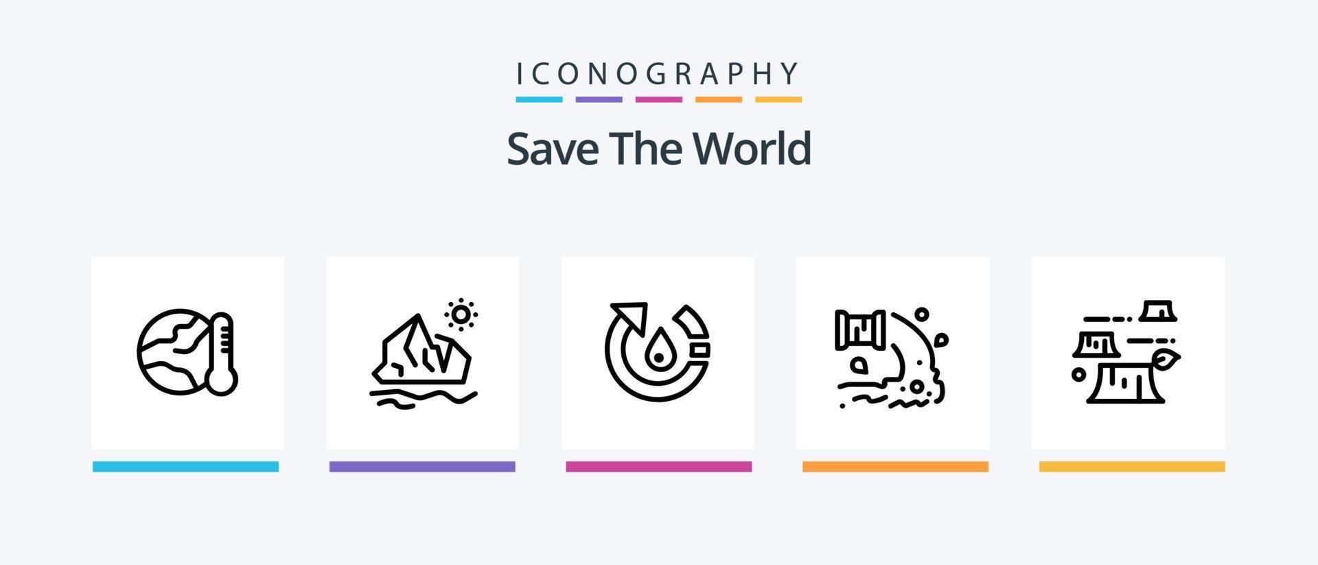 Save The World Line 5 Icon Pack Including save. arrow. battery. save. green. Creative Icons Design vector