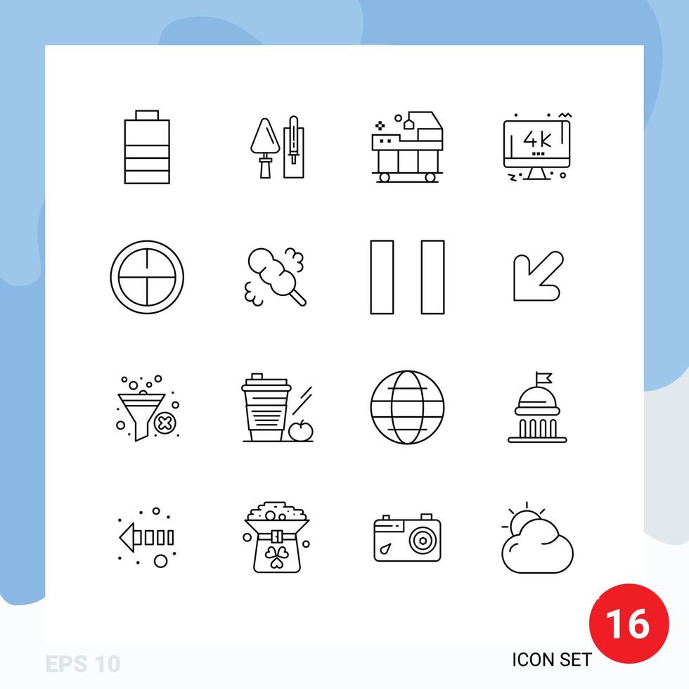 User Interface Pack of 16 Basic Outlines of badge pc bed tv monitor Editable Vector Design Elements