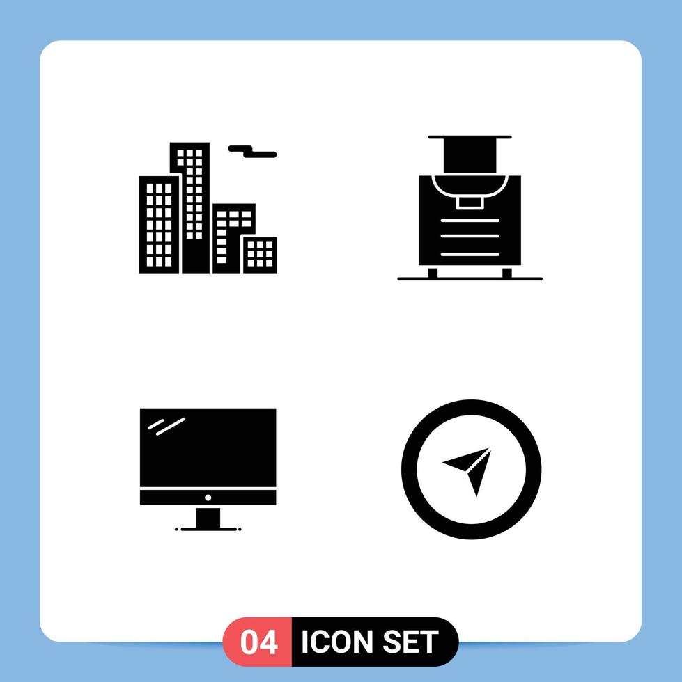 Stock Vector Icon Pack of 4 Line Signs and Symbols for apartment imac baggage computer cursor Editable Vector Design Elements