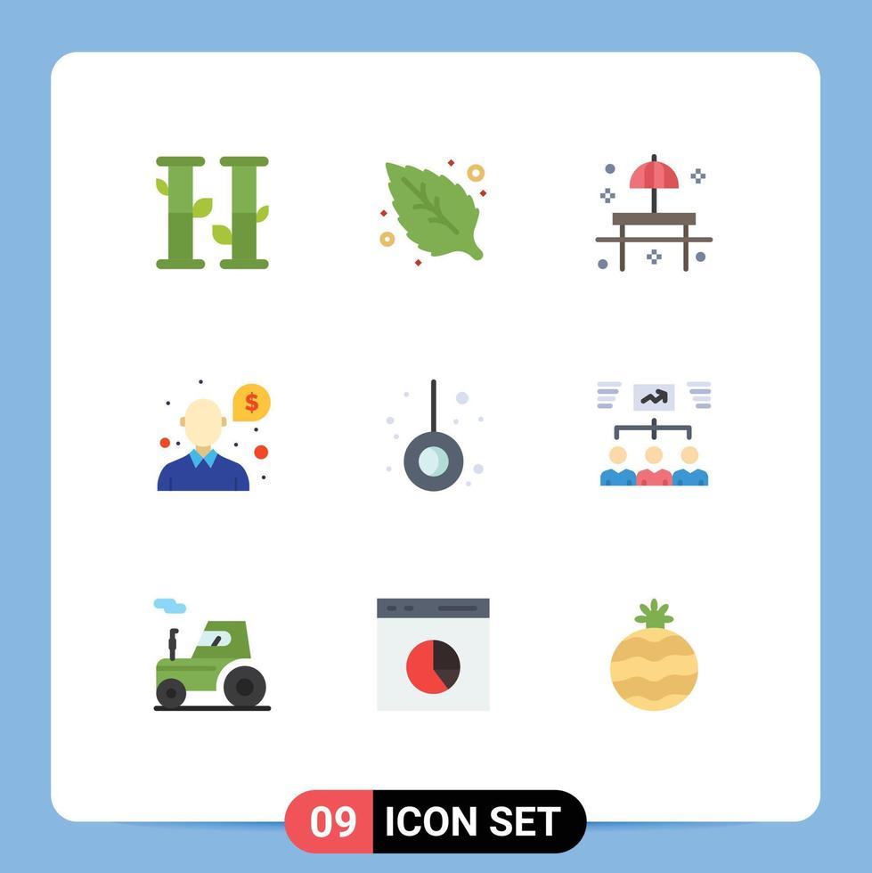 Set of 9 Modern UI Icons Symbols Signs for camping movement restaurant support money Editable Vector Design Elements