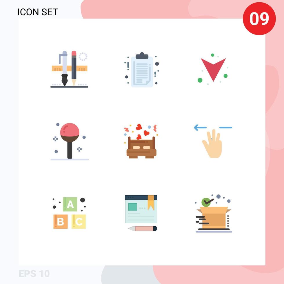 conjunto de 9 9 moderno ui íconos símbolos señales para cama pirulí acortar tablero comida Cocinando editable vector diseño elementos