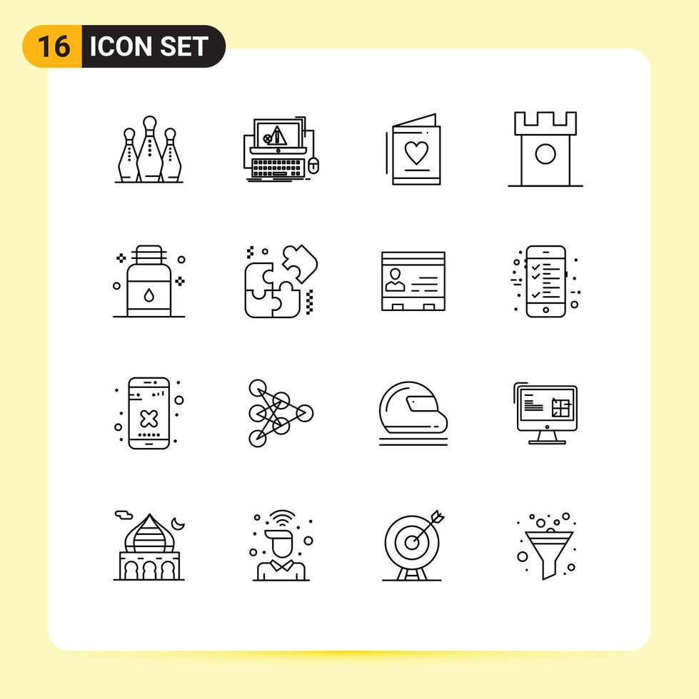 16 Creative Icons Modern Signs and Symbols of hills castle failure ancient love Editable Vector Design Elements