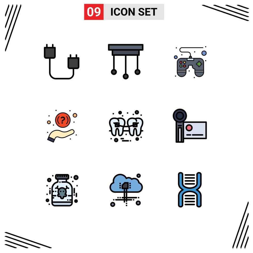 conjunto de 9 9 moderno ui íconos símbolos señales para relleno apoyo interior pregunta Preguntas más frecuentes editable vector diseño elementos