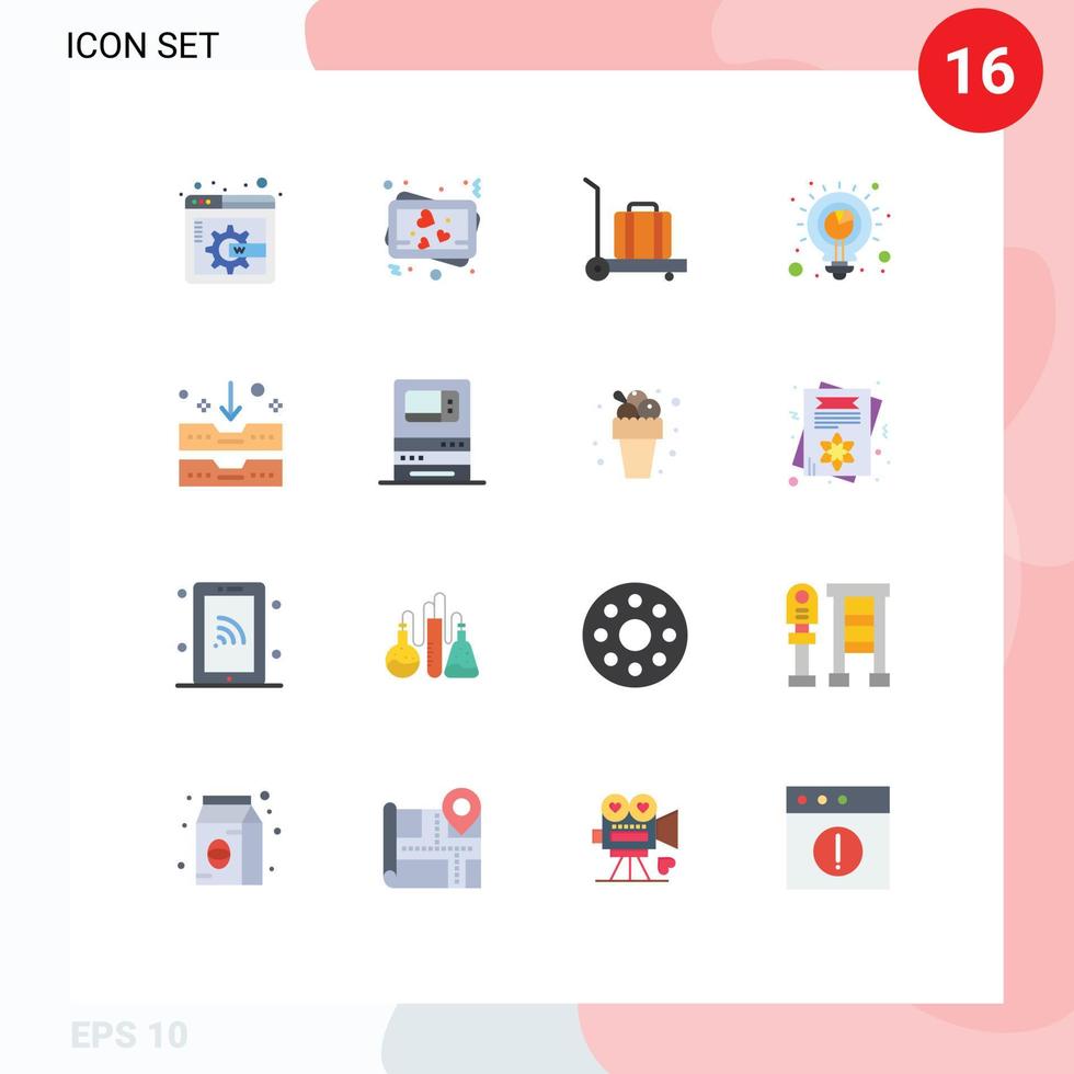 Editable Vector Line Pack of 16 Simple Flat Colors of machine atm solution office archive drawer Editable Pack of Creative Vector Design Elements
