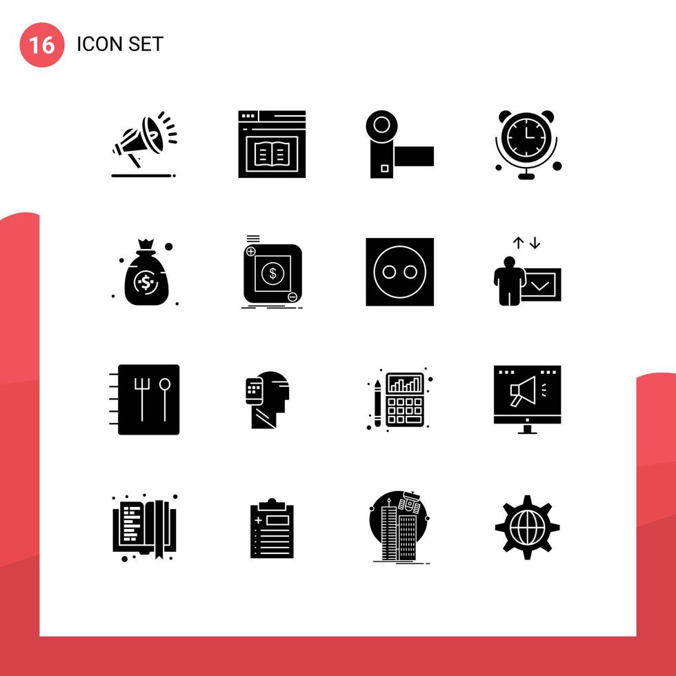 16 Solid Glyph concept for Websites Mobile and Apps internet of things communications web clock gadgets Editable Vector Design Elements
