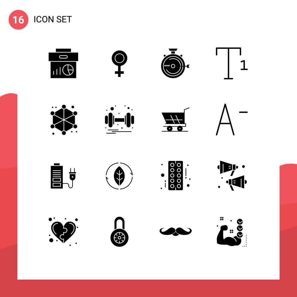 Pictogram Set of 16 Simple Solid Glyphs of server analytics launch superscript stopwatch Editable Vector Design Elements