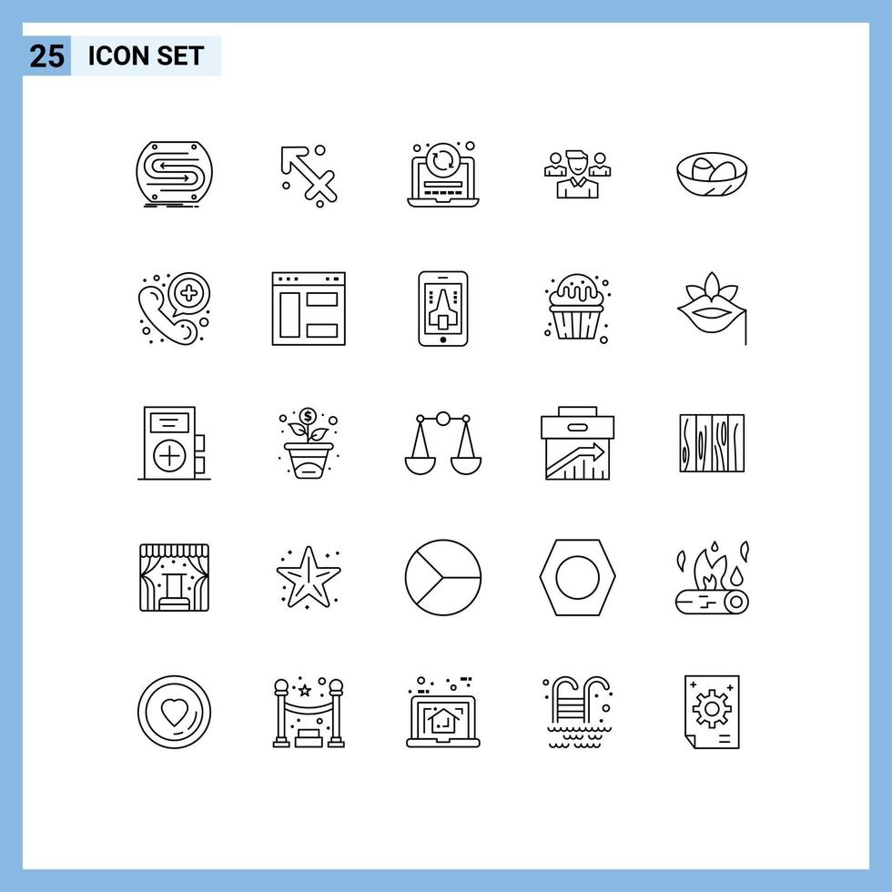 Modern Set of 25 Lines and symbols such as bowl manager greece user coding Editable Vector Design Elements