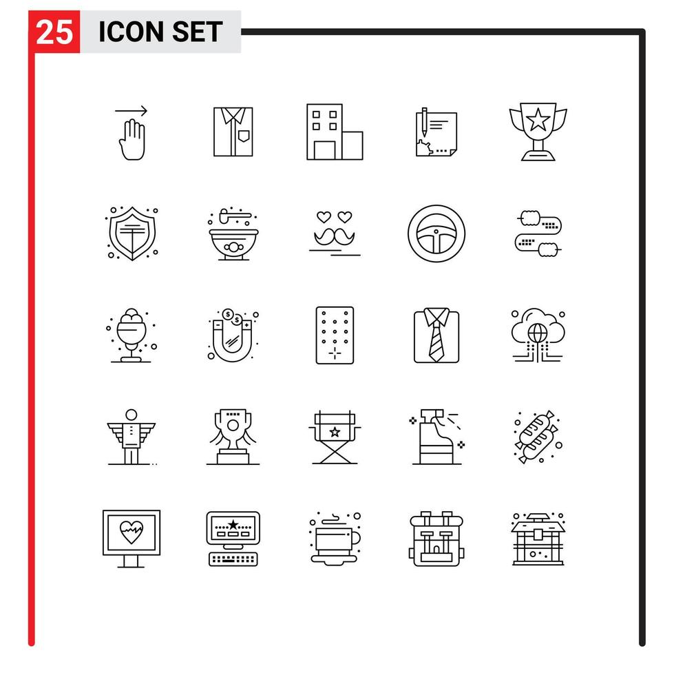 conjunto de 25 moderno ui íconos símbolos señales para página documento Moda contrato colegio editable vector diseño elementos