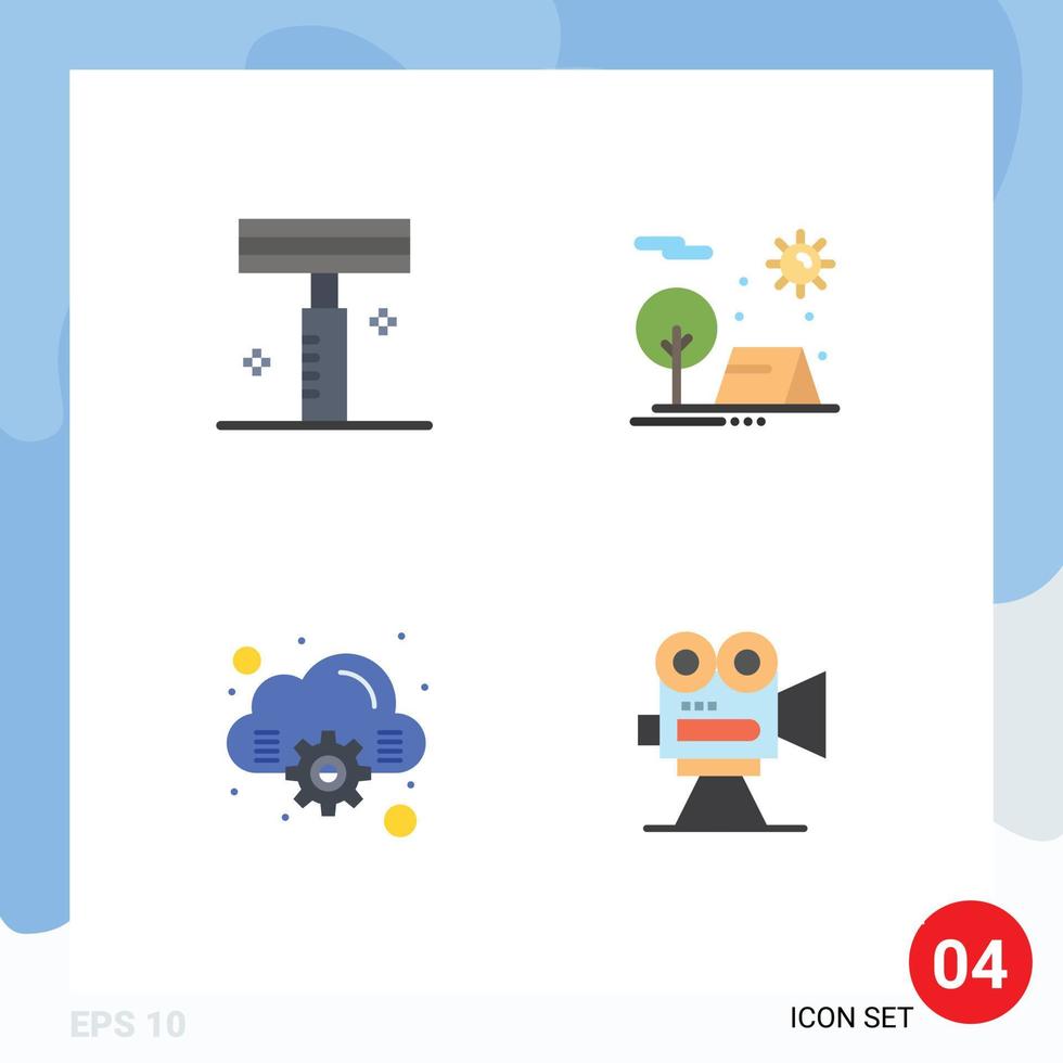 Set of 4 Vector Flat Icons on Grid for beauty cloud salon holiday online Editable Vector Design Elements
