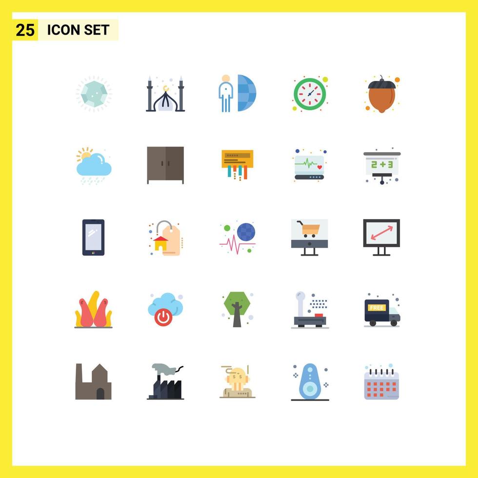 Set of 25 Modern UI Icons Symbols Signs for food time eid clock person Editable Vector Design Elements