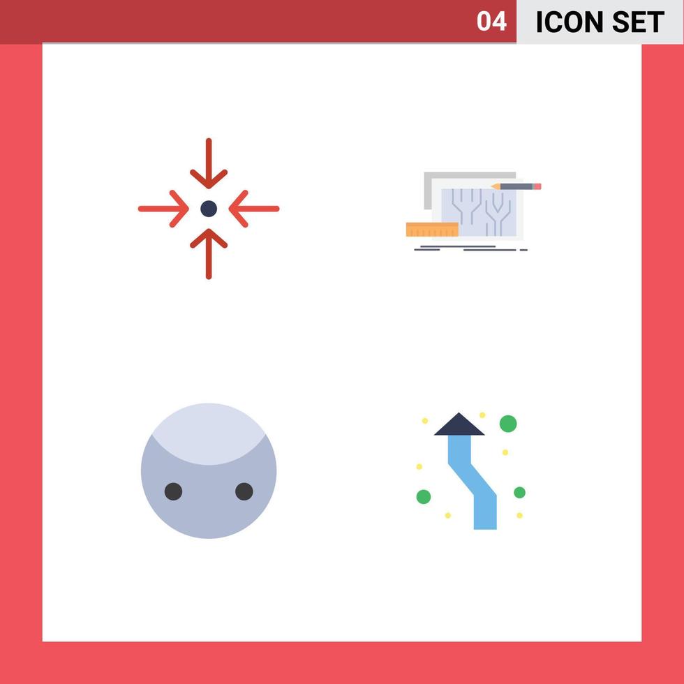 Pictogram Set of 4 Simple Flat Icons of arrow sign architecture design symbols Editable Vector Design Elements