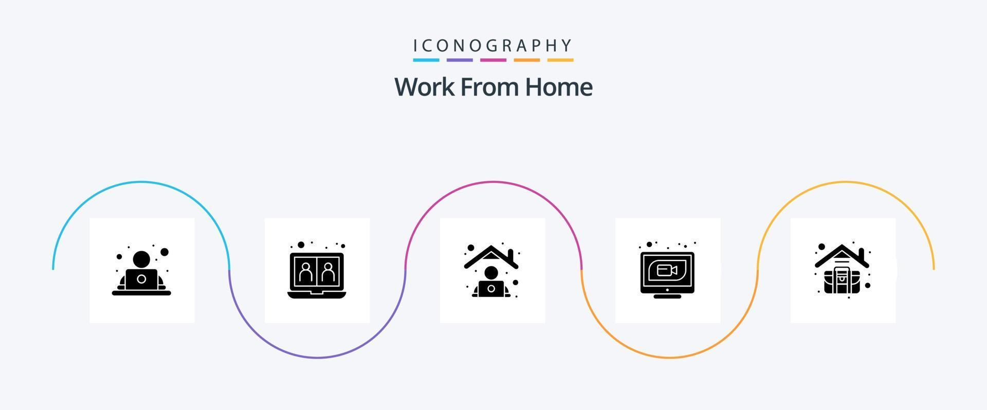 trabajo desde hogar glifo 5 5 icono paquete incluso web. Internet. intercambio. comunicación. trabajo vector