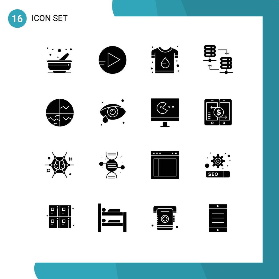 Universal Icon Symbols Group of 16 Modern Solid Glyphs of skin care dry skin design share server hosting Editable Vector Design Elements