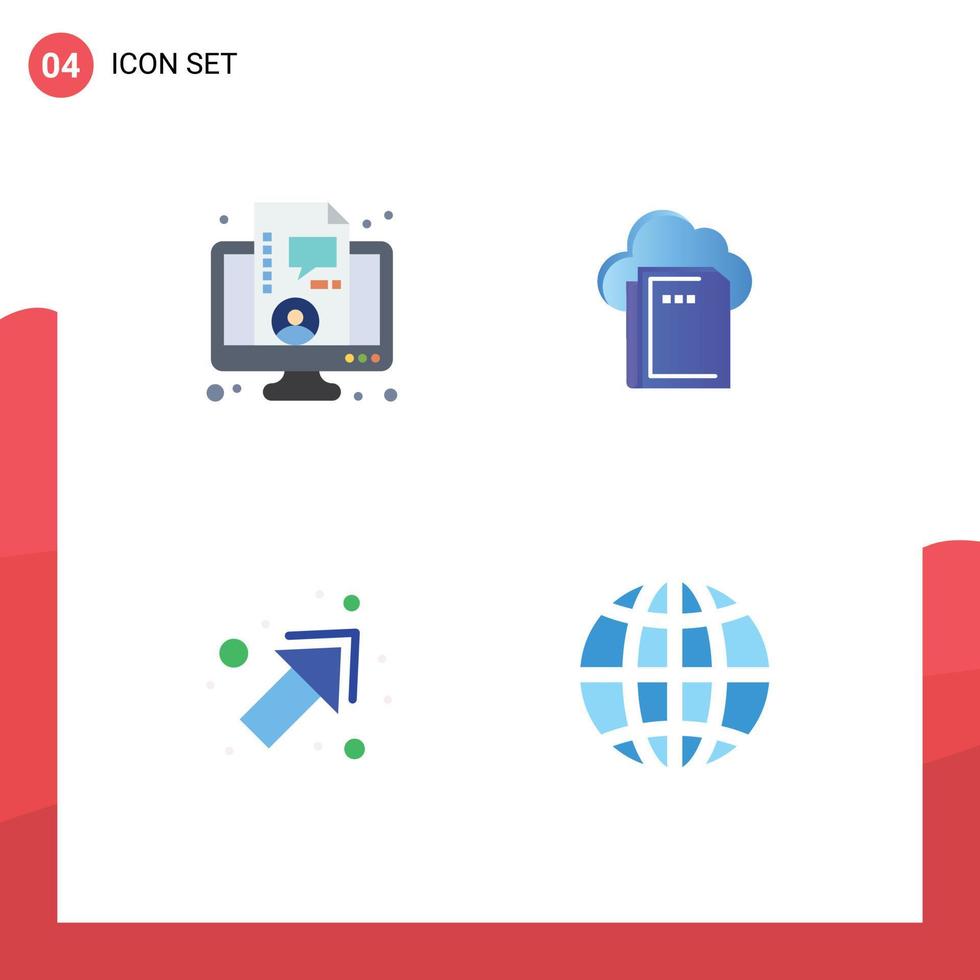 Modern Set of 4 Flat Icons Pictograph of business up live data earth Editable Vector Design Elements