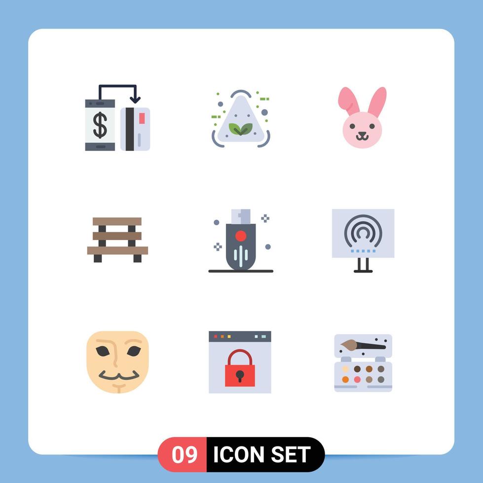Stock Vector Icon Pack of 9 Line Signs and Symbols for devices garden recycle element bench Editable Vector Design Elements