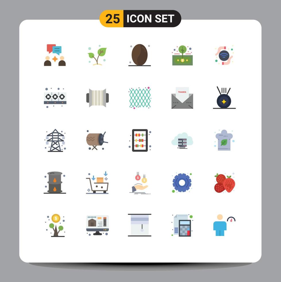 User Interface Pack of 25 Basic Flat Colors of hands roi coffee return finance Editable Vector Design Elements