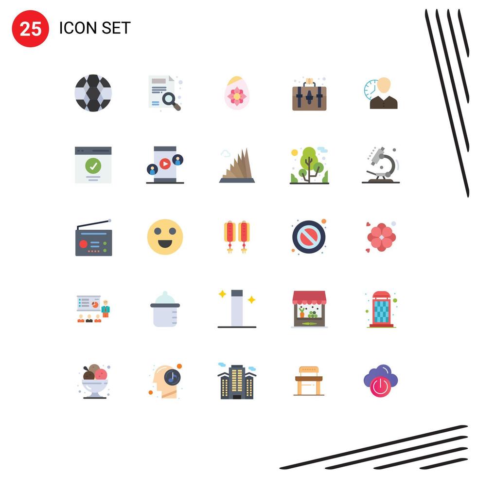 Mobile Interface Flat Color Set of 25 Pictograms of hours hobby decoration hobbies handbag Editable Vector Design Elements