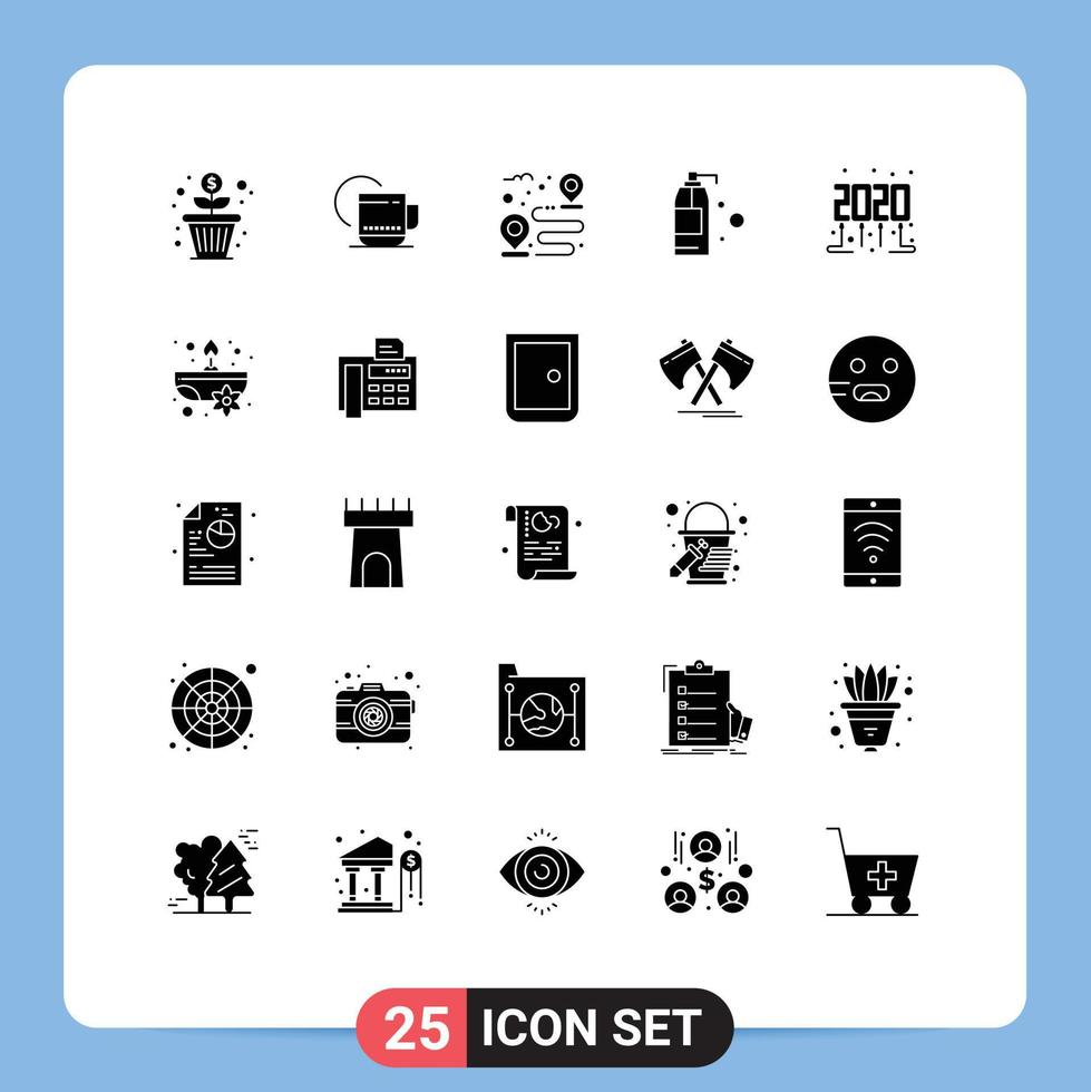 Modern Set of 25 Solid Glyphs and symbols such as party time celebration destination product cleaning Editable Vector Design Elements