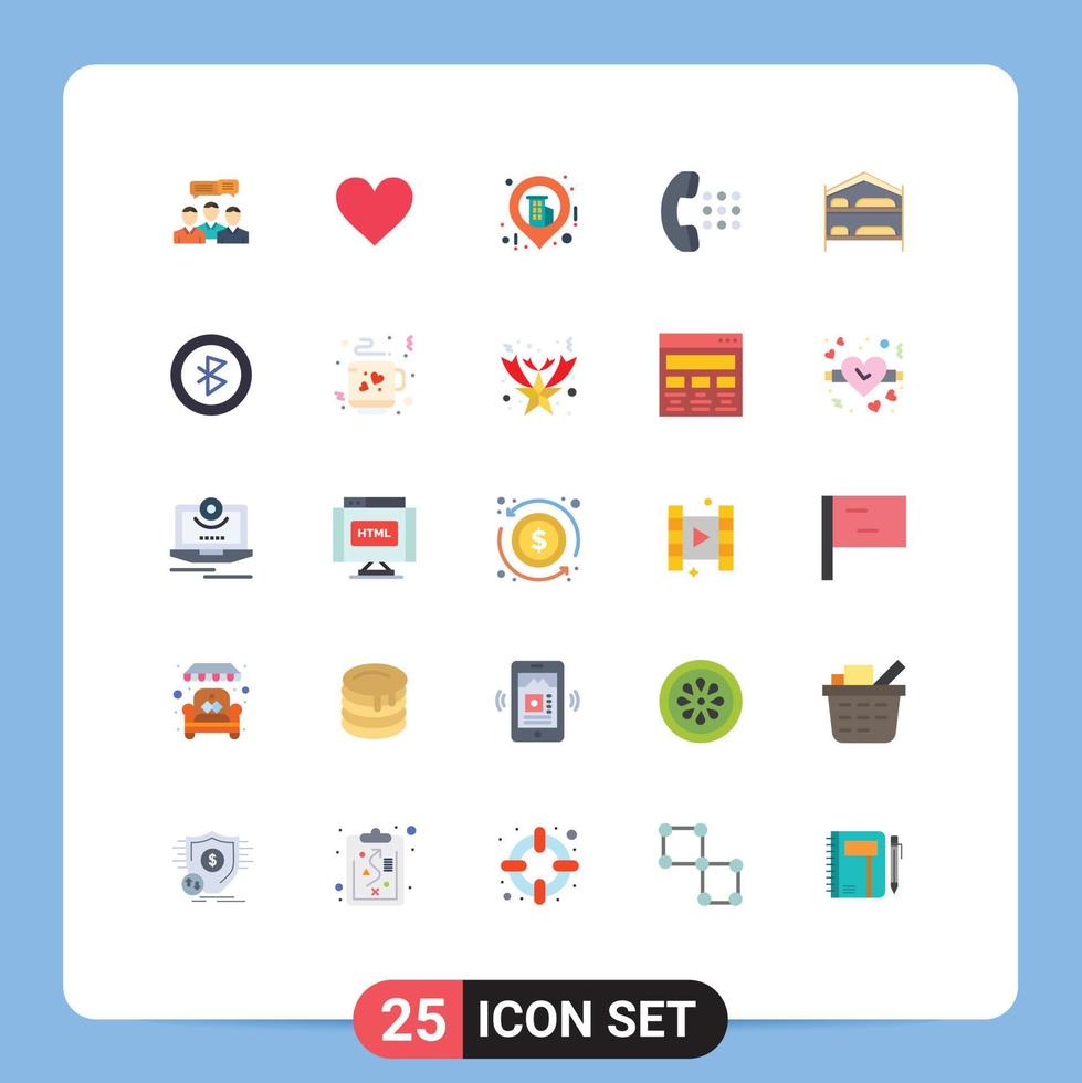 Pack of 25 Modern Flat Colors Signs and Symbols for Web Print Media such as bed dial sign call map Editable Vector Design Elements