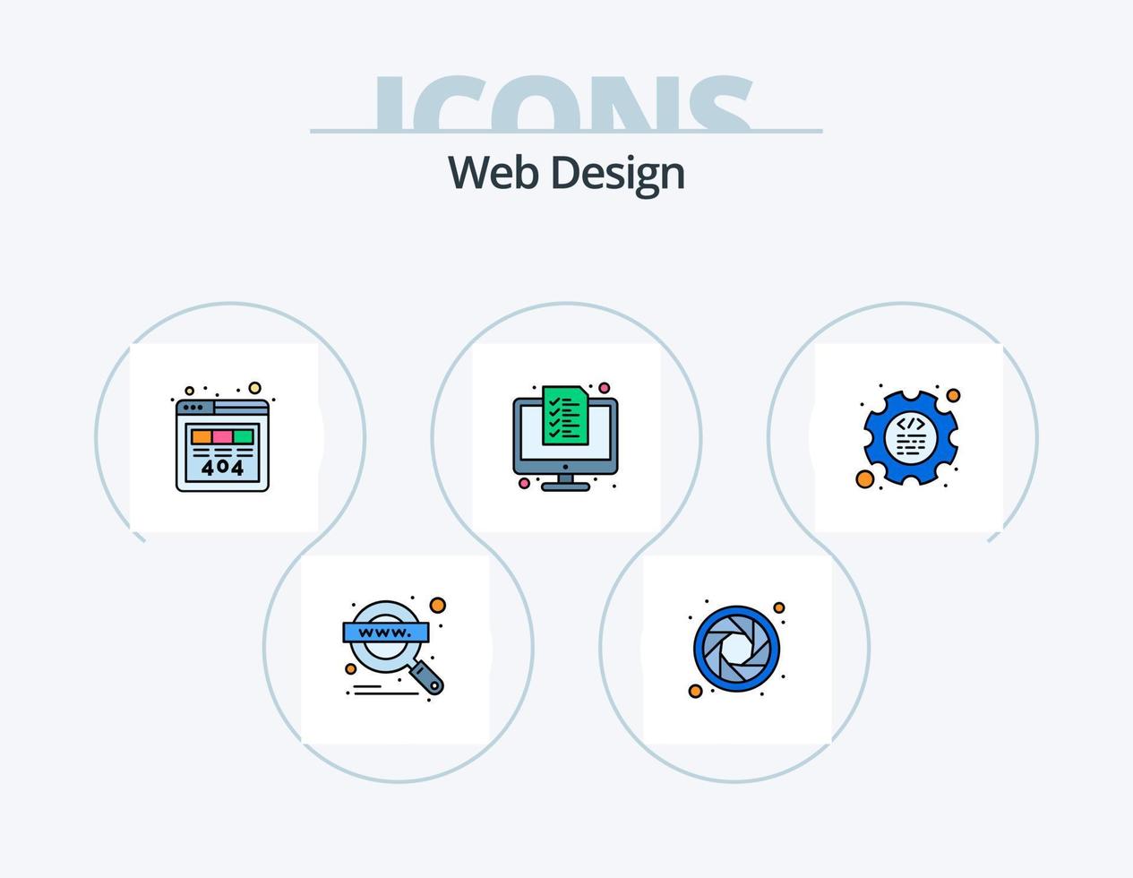 Web Design Line Filled Icon Pack 5 Icon Design. search. bug. layout. eye. design vector