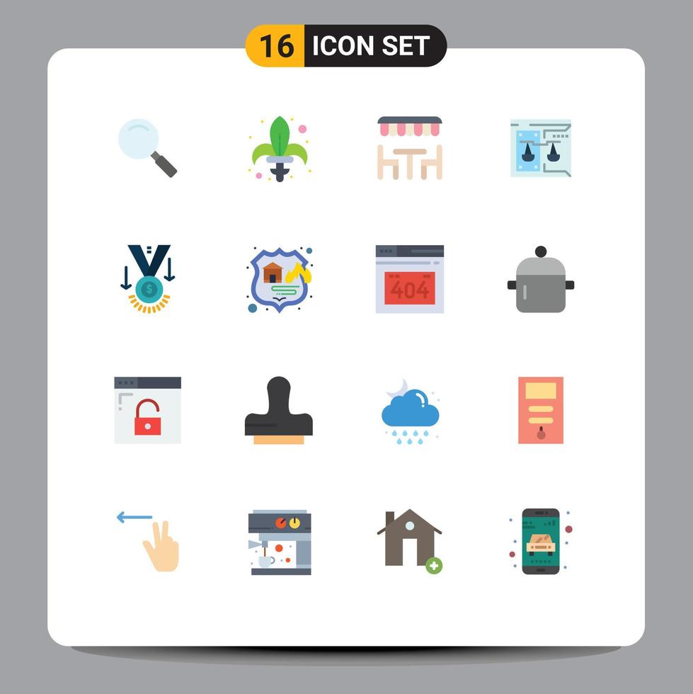 16 User Interface Flat Color Pack of modern Signs and Symbols of law court weapon copyright spring Editable Pack of Creative Vector Design Elements