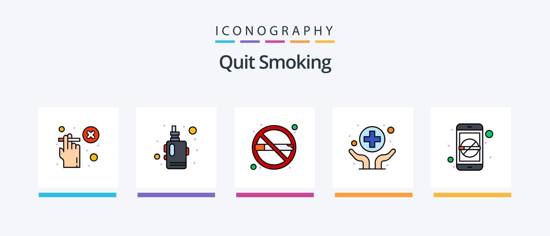 dejar de fumar línea lleno 5 5 icono paquete incluso dejar de fumar. tratamiento. cenicero. informe. de fumar. creativo íconos diseño vector