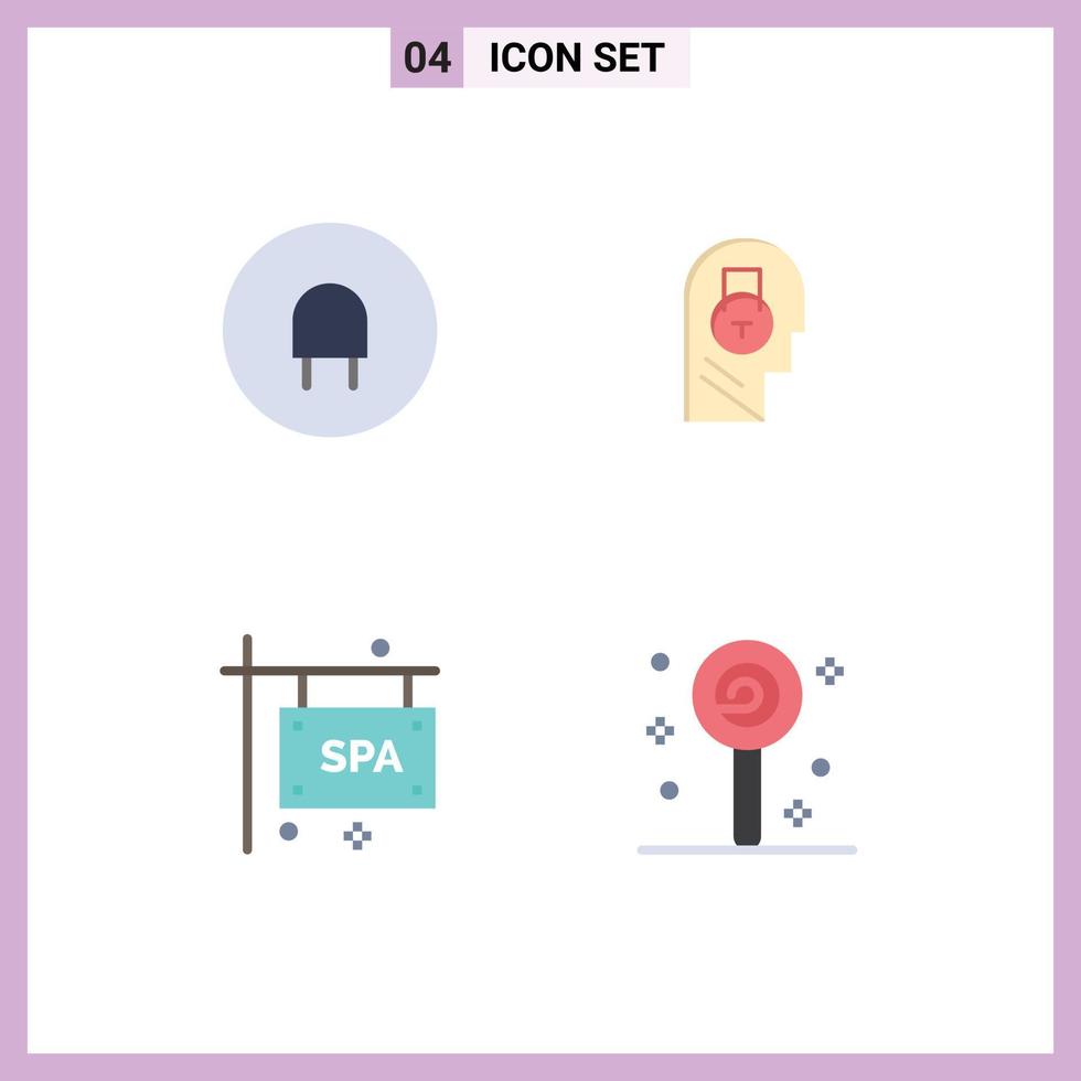User Interface Pack of 4 Basic Flat Icons of charge sign lock data spa sign board Editable Vector Design Elements