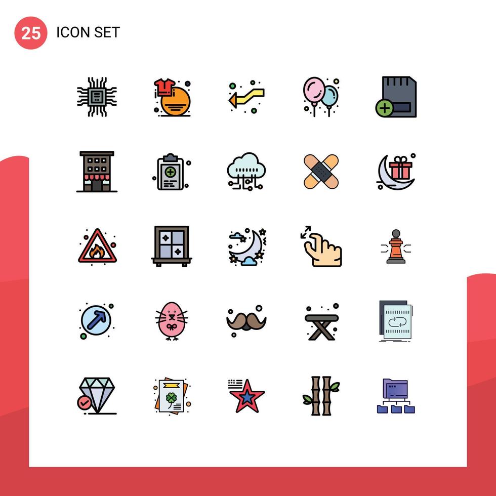 conjunto de 25 moderno ui íconos símbolos señales para ordenadores añadir camisa globo izquierda editable vector diseño elementos